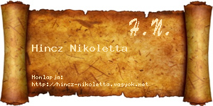 Hincz Nikoletta névjegykártya
